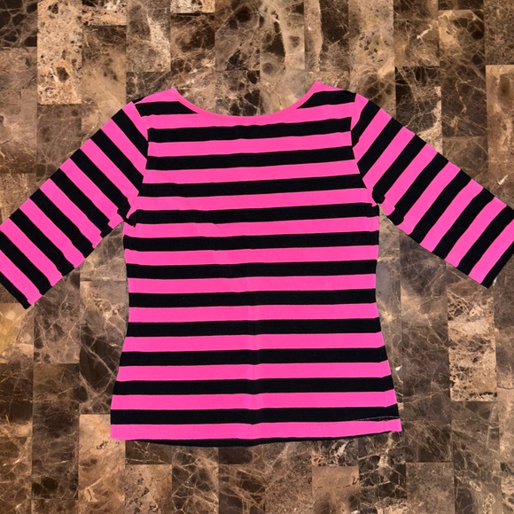 PINK AND BLACK STRIPE TOP - Picture 2 of 3